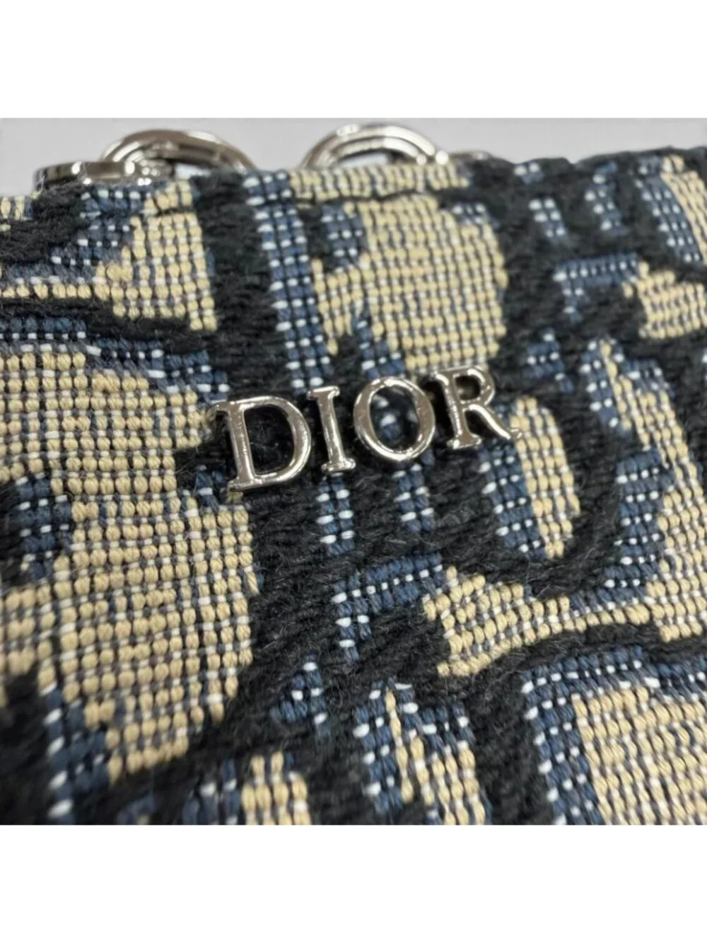 Dior Homme Leather Oblique Zip Pouch Shoulder Bag Navy